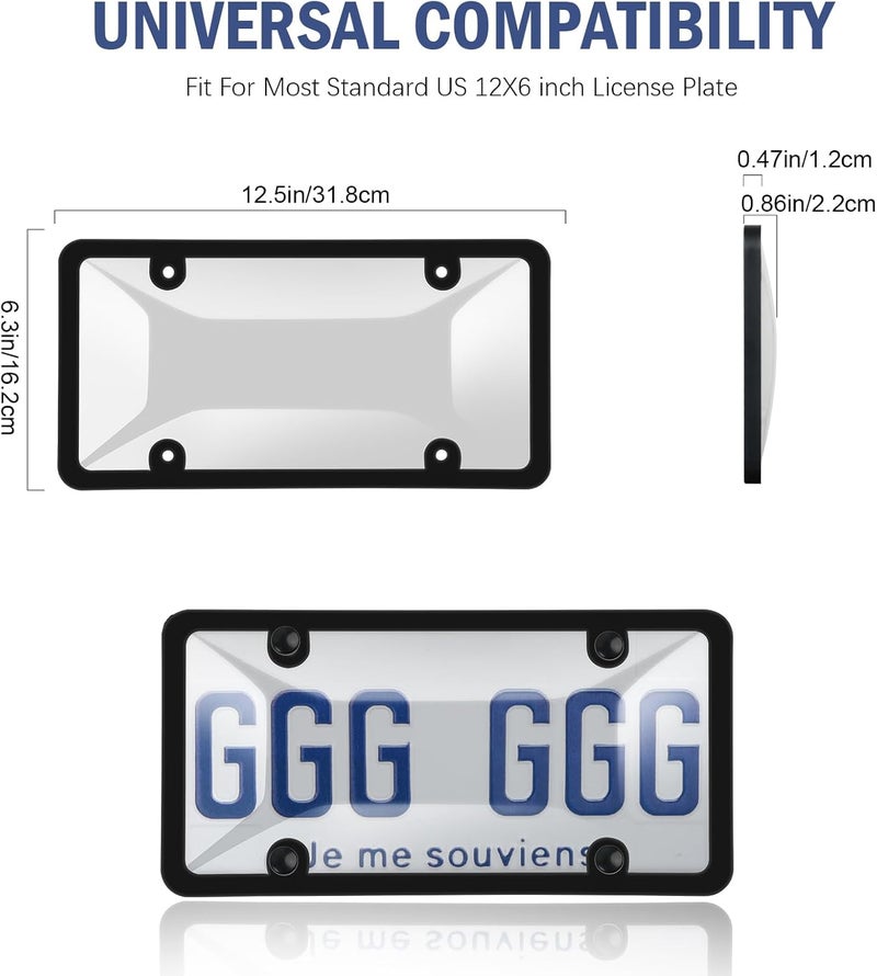 jalan 2 Pack License Plate Protector, Plastic Car Front/Rear License Plate Protector with Screws Caps, Universal Car Accessories for Most Cars - Image 2